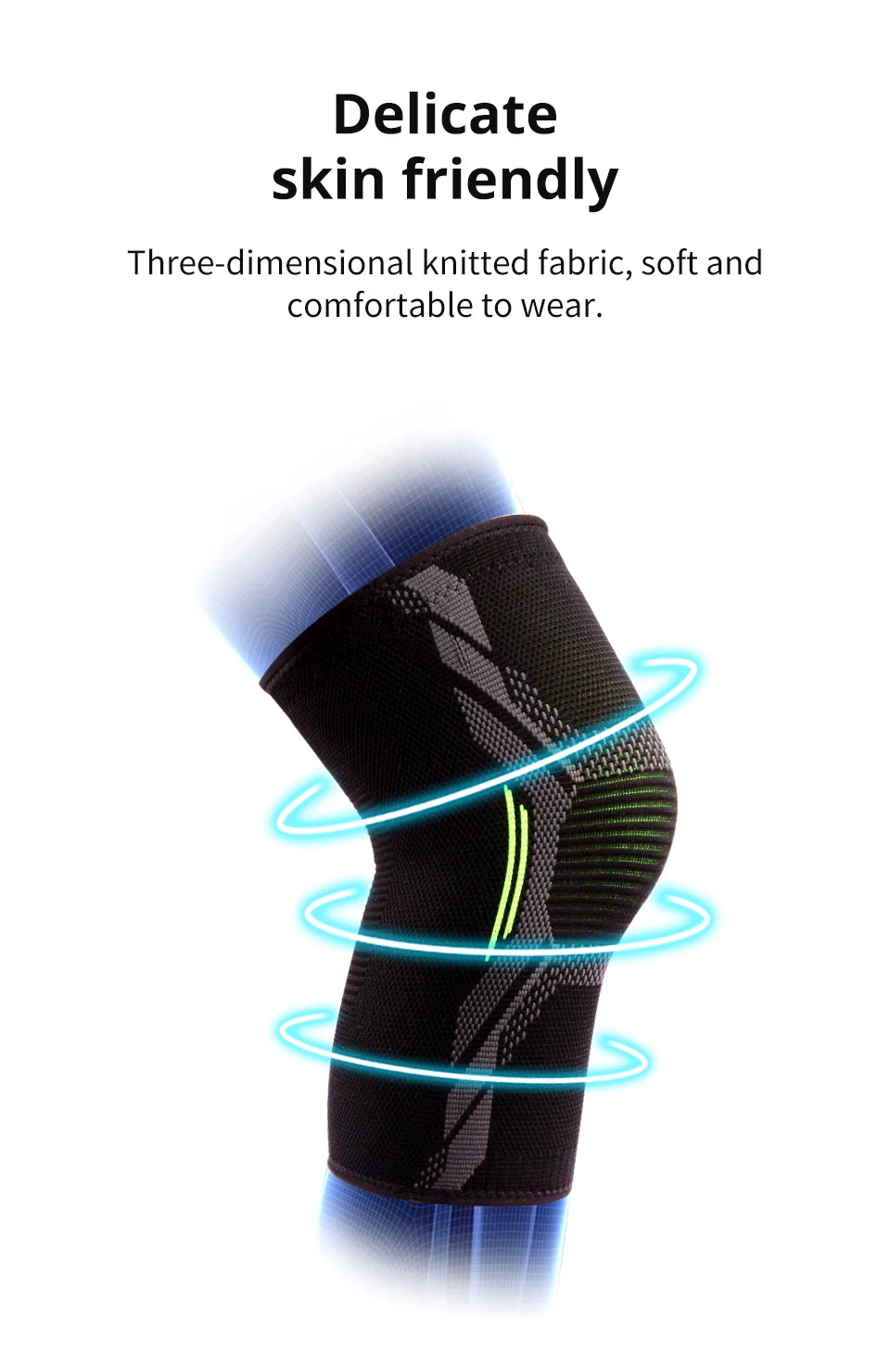 Single Knitted Nylon Sports Knee Pad Riding Protective Gear Running Basketball Skipping Rope Warm Knee Pad Foot Cold Proof Black