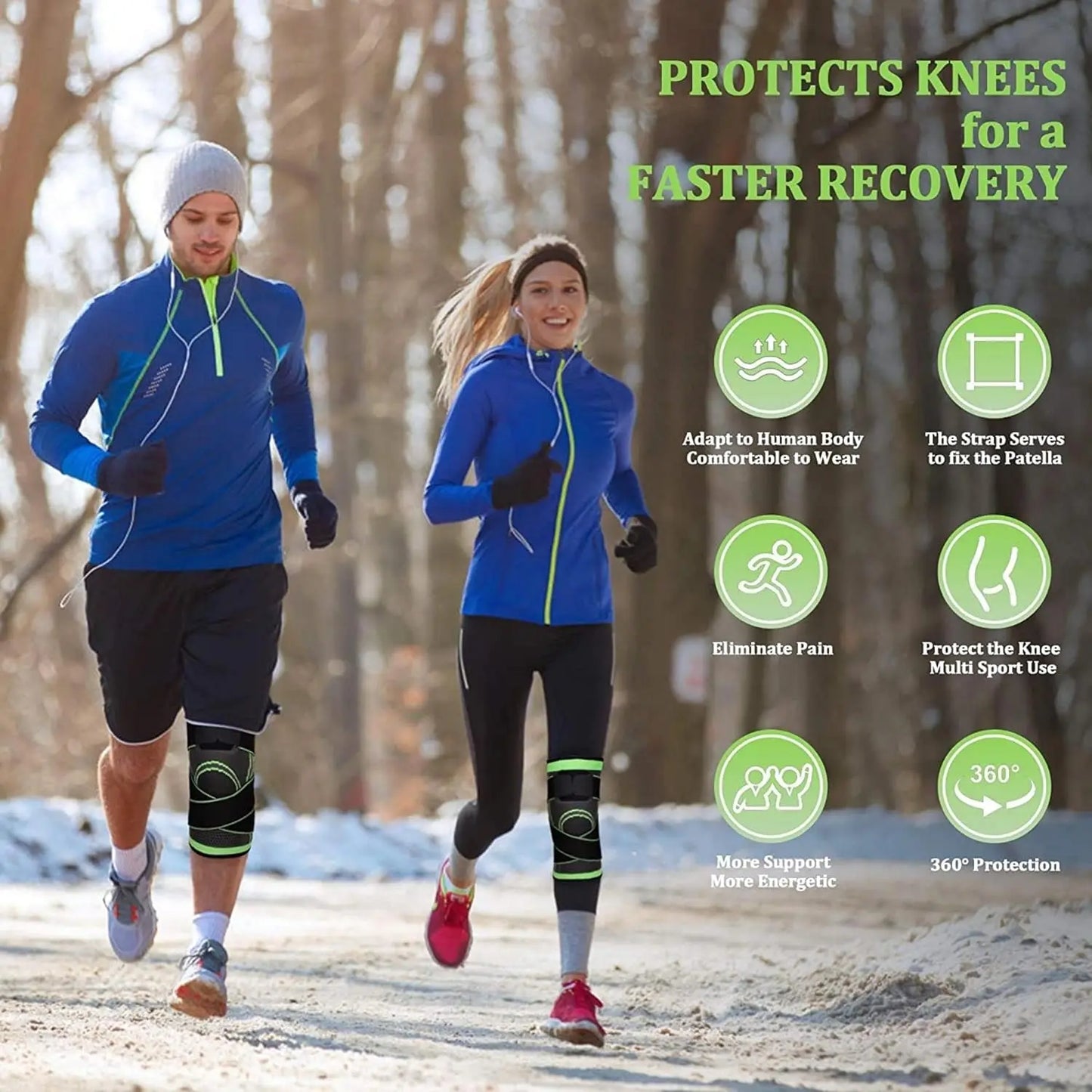 1PC Sports Knee Pad Pressurized Elastic Knee For Knee Pads For Running Hiking Meniscus Tear Arthritis Joint Pain Relief