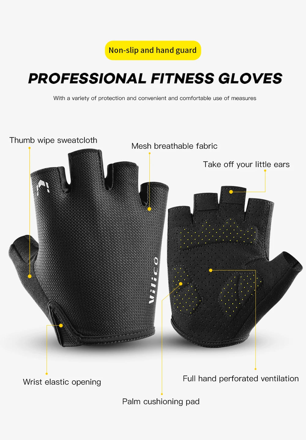 Sports Fitness Gloves Equipment Non-slip Handguards Gym Gloves Bench Press Barbell Fitness Protective Gear
