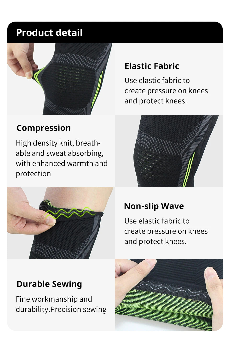 Single Knitted Nylon Sports Knee Pad Riding Protective Gear Running Basketball Skipping Rope Warm Knee Pad Foot Cold Proof Black