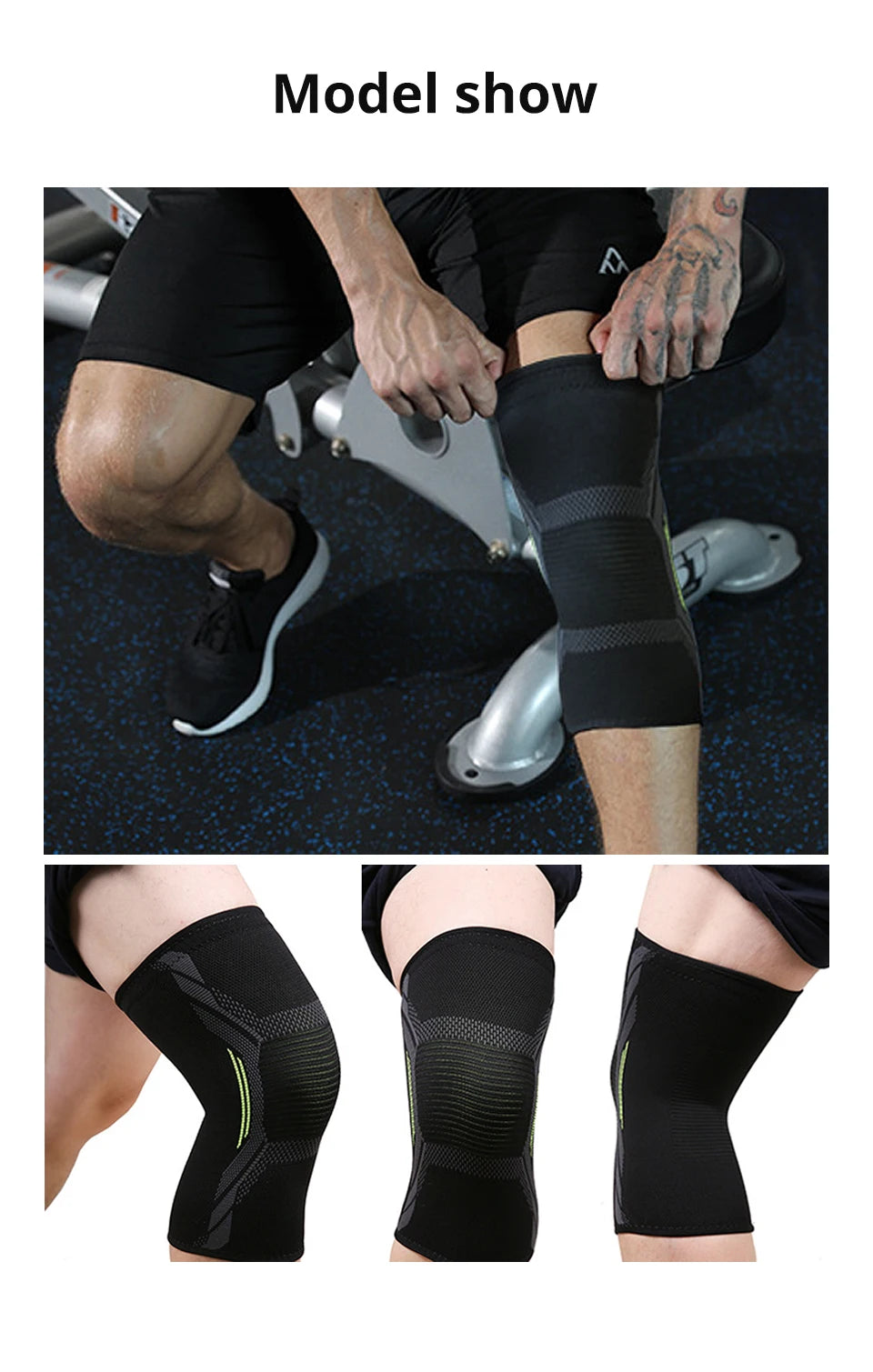 Single Knitted Nylon Sports Knee Pad Riding Protective Gear Running Basketball Skipping Rope Warm Knee Pad Foot Cold Proof Black