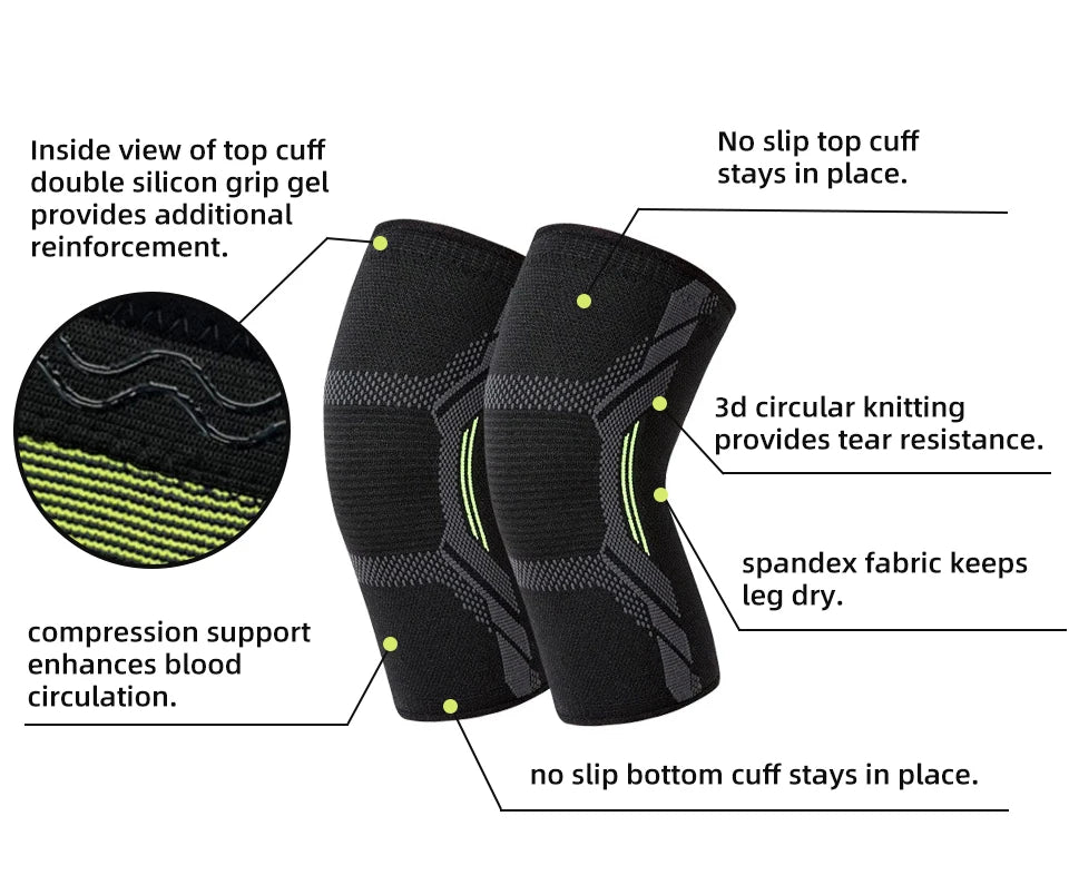Single Knitted Nylon Sports Knee Pad Riding Protective Gear Running Basketball Skipping Rope Warm Knee Pad Foot Cold Proof Black