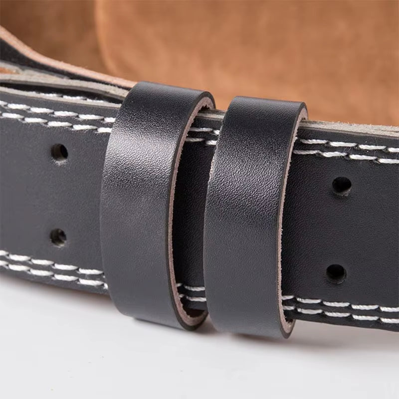 Men Women Faux Leather Weight Lifting Belt Double Prong Power Waistband Gym Bodybuilding Workout Lower Back Lumbar Support