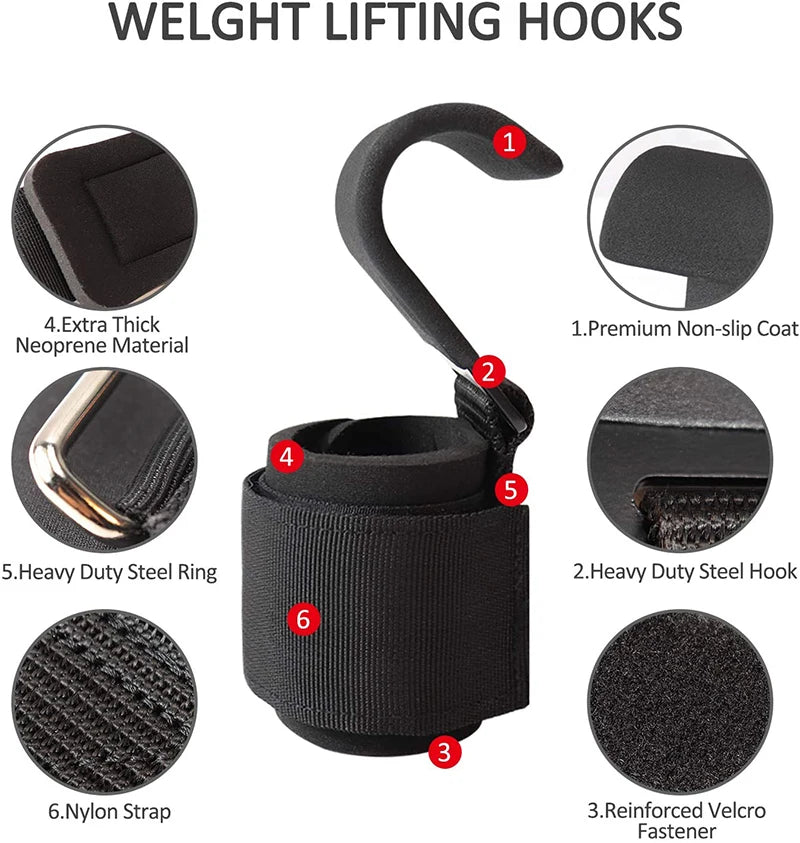 Weight Lifting Hook Grips With Wrist Wraps Hand-Bar Wrist Strap  Gym Fitness Hook Weight Strap Pull-Ups Power Lifting Gloves