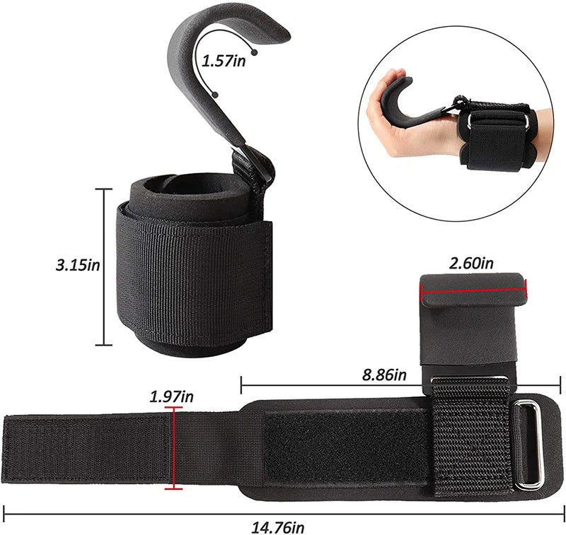 Weight Lifting Hook Grips With Wrist Wraps Hand-Bar Wrist Strap  Gym Fitness Hook Weight Strap Pull-Ups Power Lifting Gloves