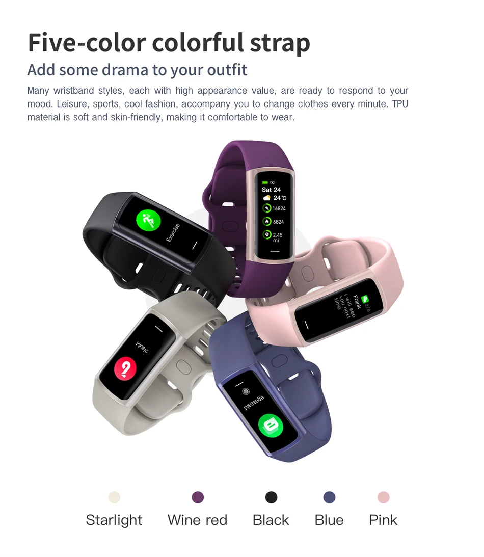 2024 Sport Smart Bracelet Fitness Tracker For Man Women Band Waterproof Connected Phone Tracker Men Smart Watch For Android ios