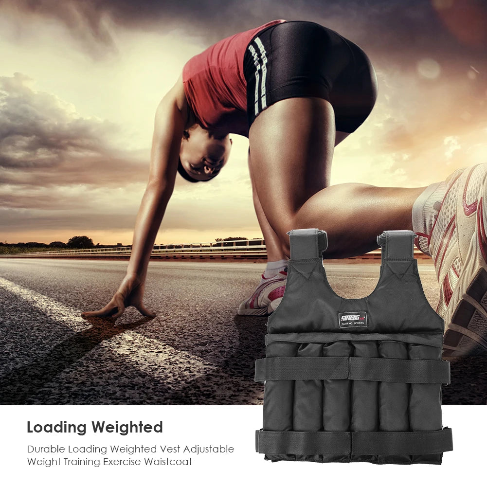 1 - 110LBS Adjustable Weighted Vest Running Loading Weighted Vest Training Workout Fitness Adjustable Waistcoat Jacket Man Women
