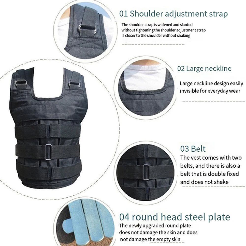 Weighted Vest Weight Jacket Oxford Cloth Weight Training Vest Comfortable Weight Loading Vest Adjustable for Strength Training
