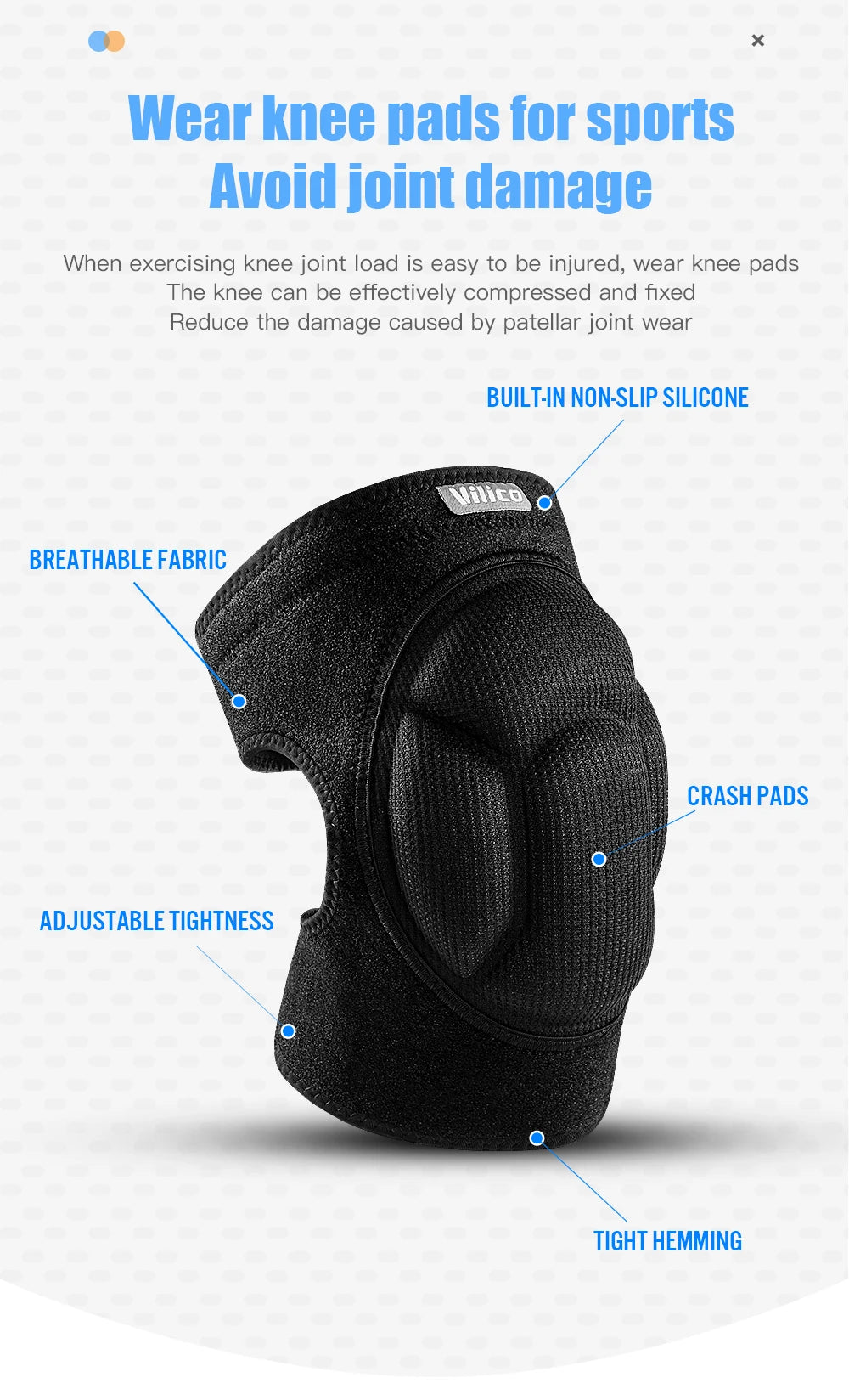 1 pair Knee Pads For Men Women Anti Slip Breathable Knee Sleeves Joint Protective Football Running Cycling Knee Support