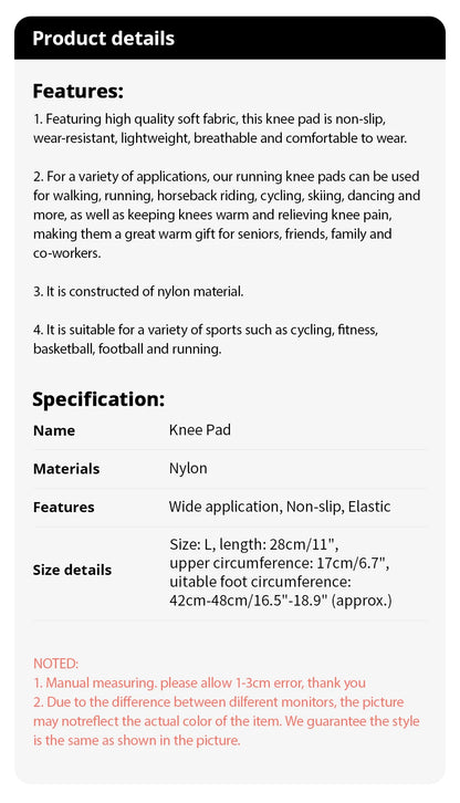 Single Knitted Nylon Sports Knee Pad Riding Protective Gear Running Basketball Skipping Rope Warm Knee Pad Foot Cold Proof Black