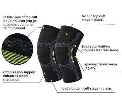 Single Knitted Nylon Sports Knee Pad Riding Protective Gear Running Basketball Skipping Rope Warm Knee Pad Foot Cold Proof Black